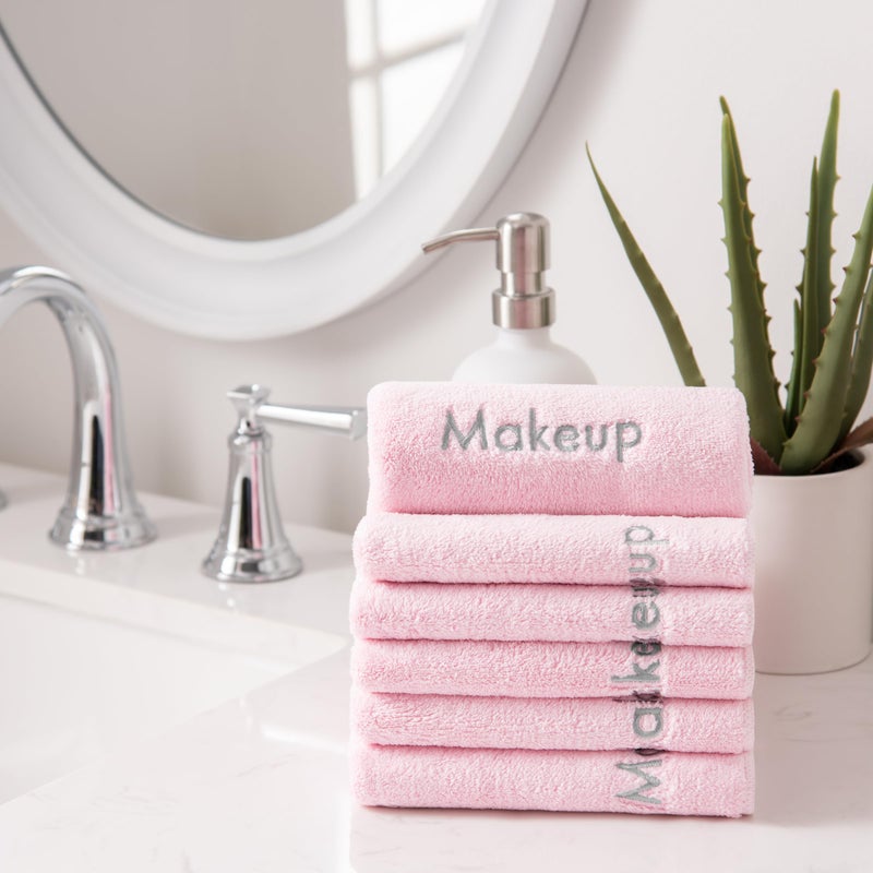 Arkwright, LLC Arkwright Makeup Towels - Pack of 6 - Ultra Soft & Gentle Microfiber Coral Fleece Washcloth Face Make Up Remover, Reusuable Eraser Cloth Essentials for Hosts & Artists, 13 x 13 in, Pink - Image 5